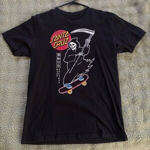 Santa Cruz Skateboards Black Tee with Red and Yellow Logo